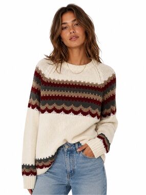 Sigallo Vintage 70s Scallop Fair Isle Acrylic Knit Sweater